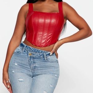 Fashion Nova PU Corset Top - Red